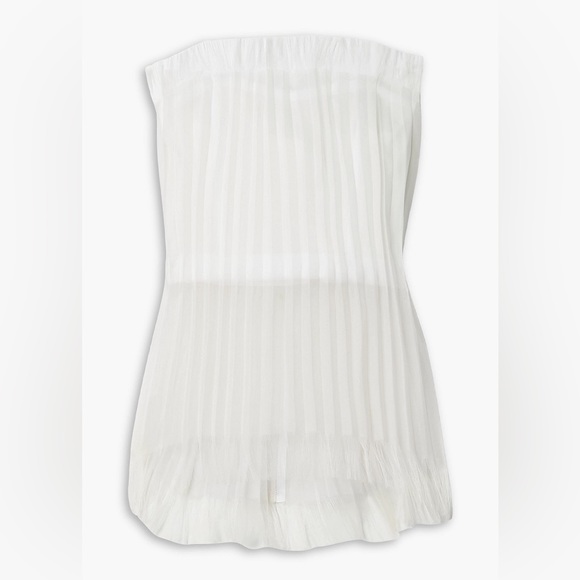 Interior Briony Strapless Pleated Layered Silk-organza Mesh Top Ecru - Picture 3 of 5
